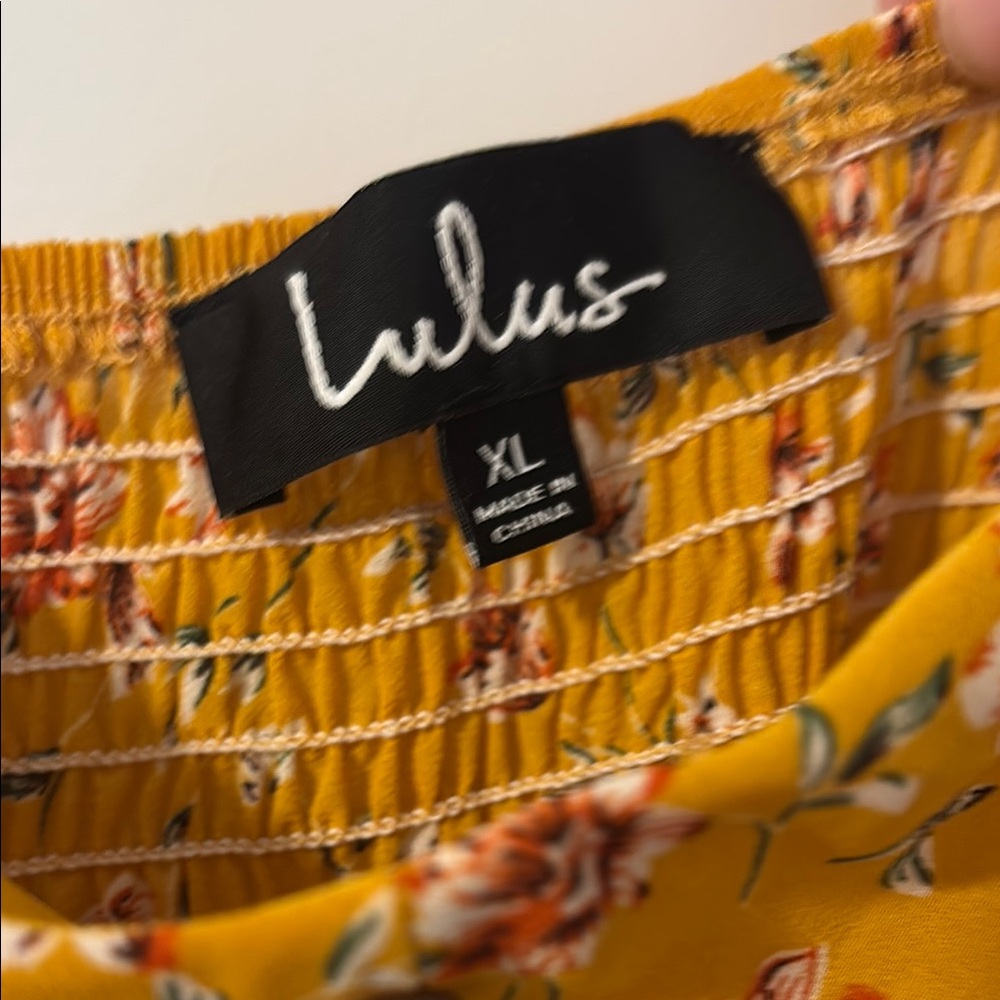 Lulu's Gold Ruched Bishop Sleeve Sundress - Picture 2 of 2